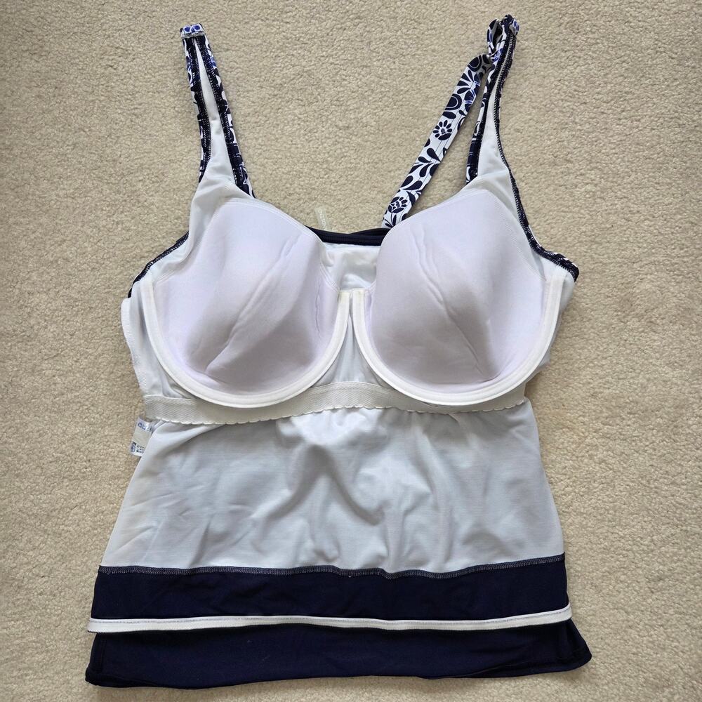 NWT Lands' End 18W Tankini Swim Top Underwire Square Neck Blue Floral - Picture 7 of 15